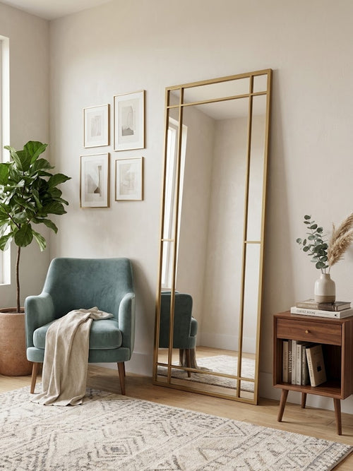 Kensington- Brushed Bronze Iron framed Mirror 180 x 70cm