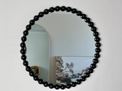 Bobby - Round Bobbin Framed Mirror Black 90cm