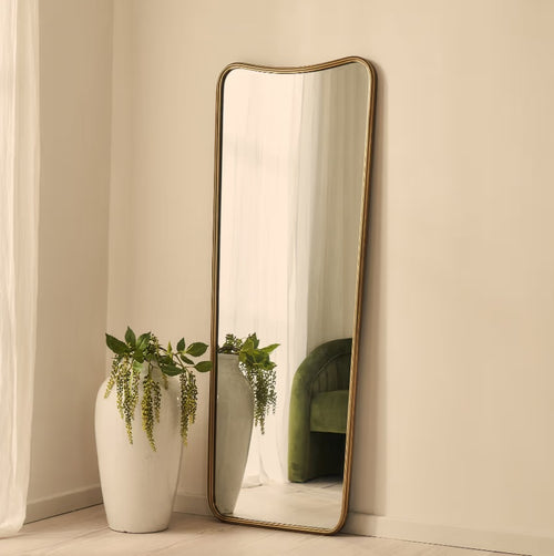 Maison - Brushed Bronze Curved Metal framed Full Length Mirror 170cm x 70cm