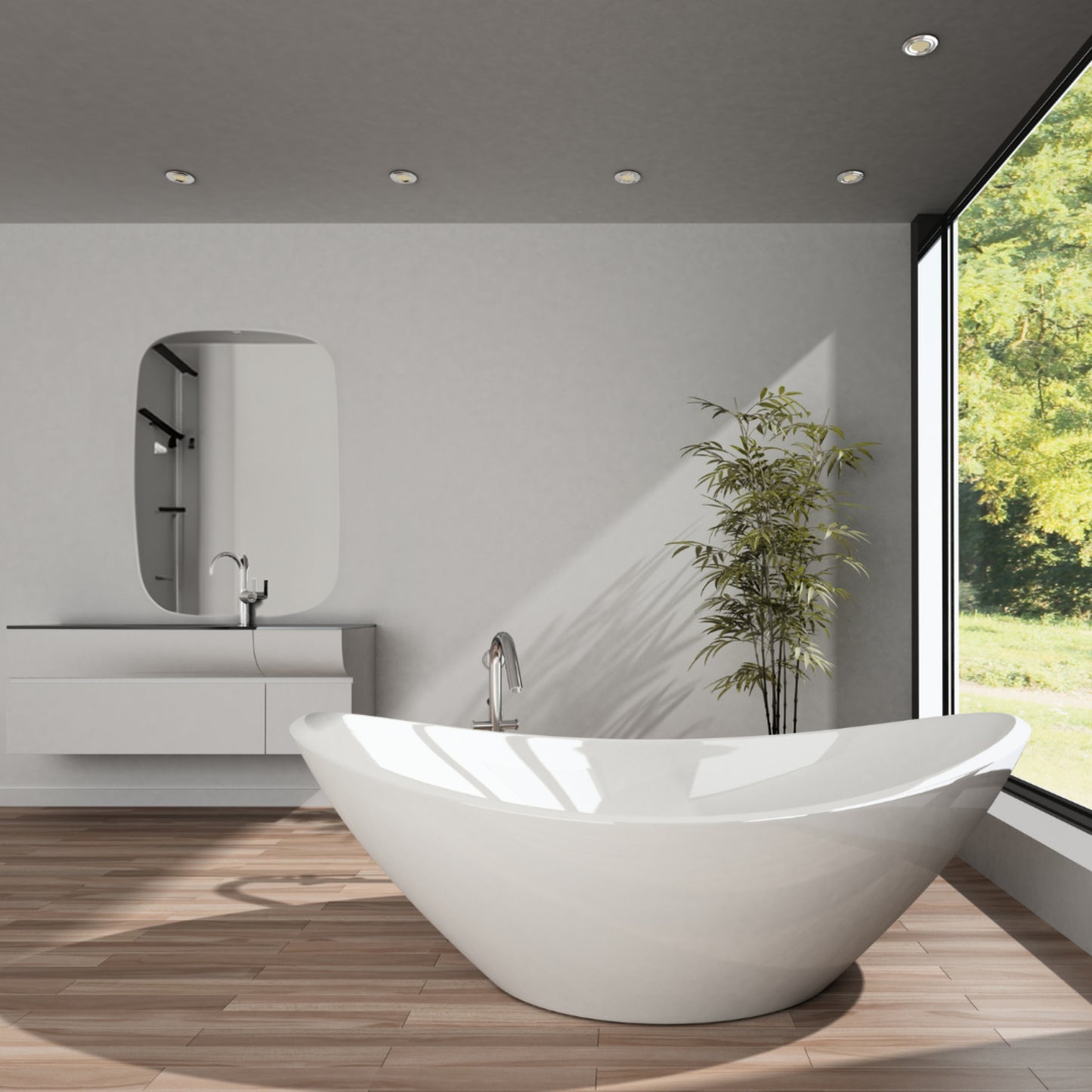 Ebony & Flo - New Gen Round Cornered Rectangle Mirror (Glue to the Wall)