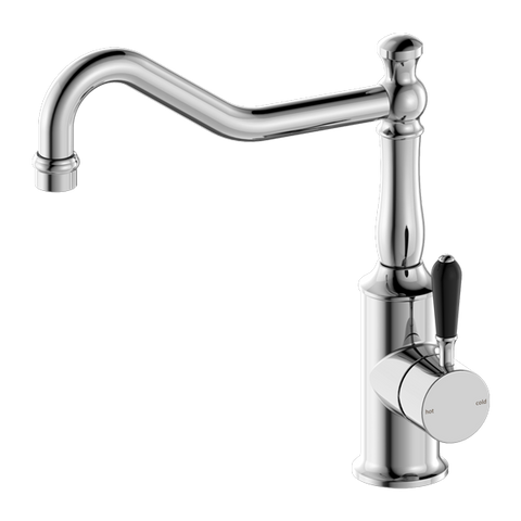 Nero - York Kitchen Mixer Hook Spout With Black Porcelain Lever