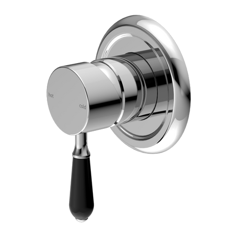 Nero - York Shower Mixer With Black Porcelain Lever