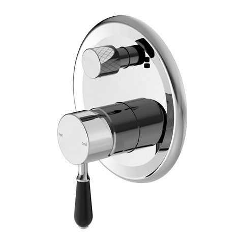 Nero - York Shower Mixer With Divertor With Black Porcelain Lever