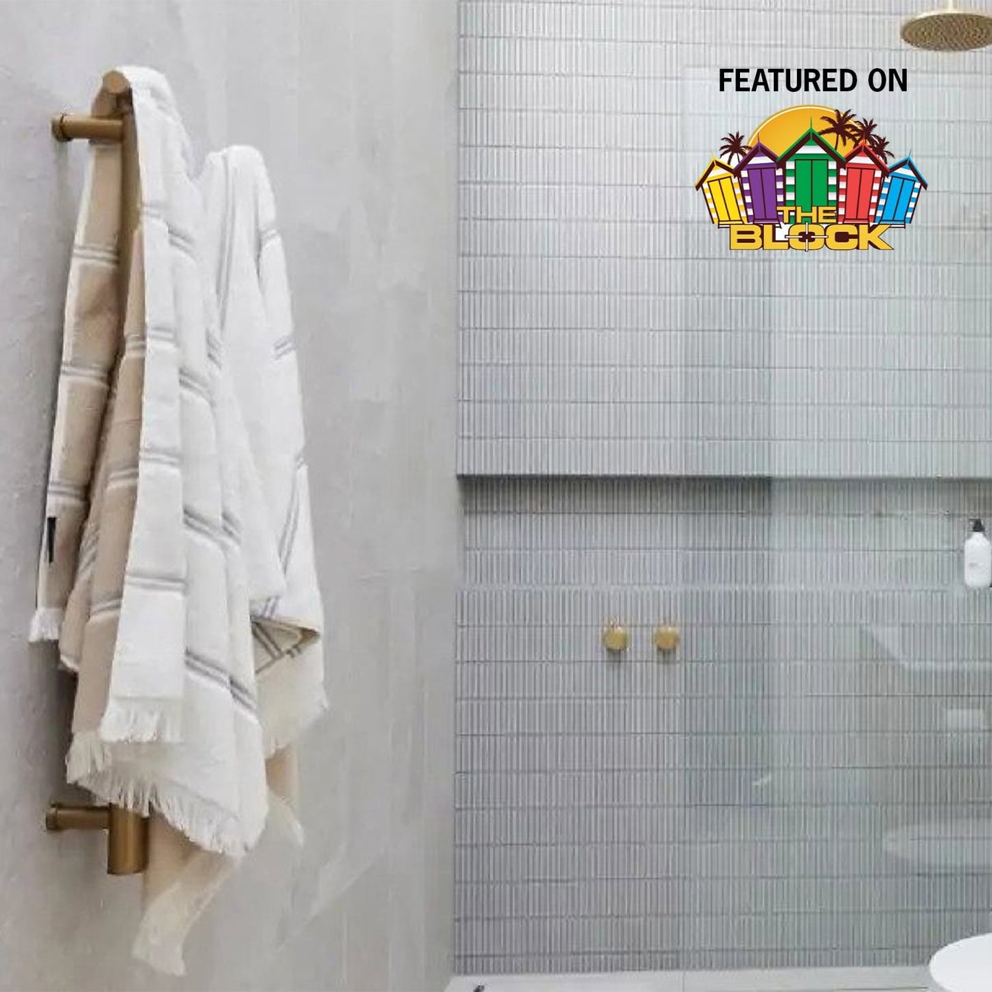 Thermogroup - Brushed Gold Round Vertical Single Heated Towel Rail