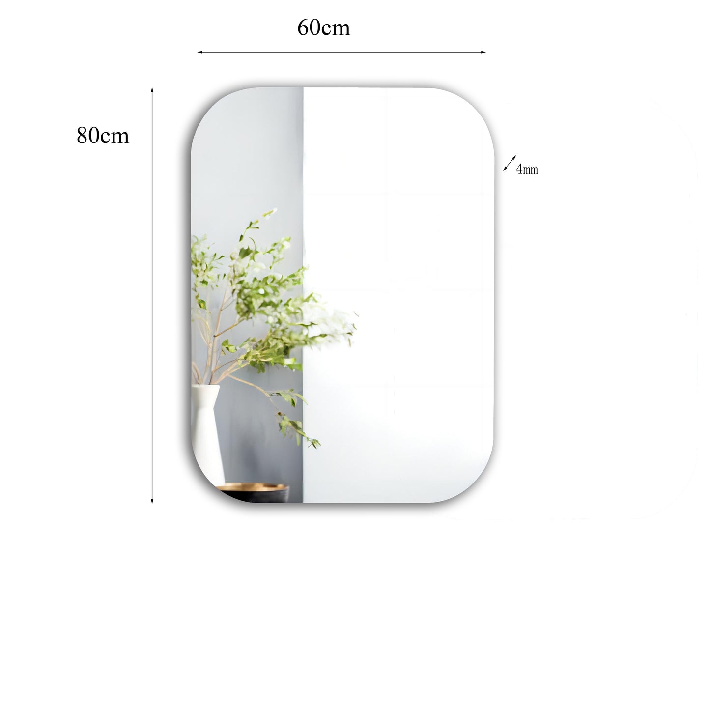 Ebony & Flo - New Gen Round Cornered Rectangle Mirror (Glue to the Wall)
