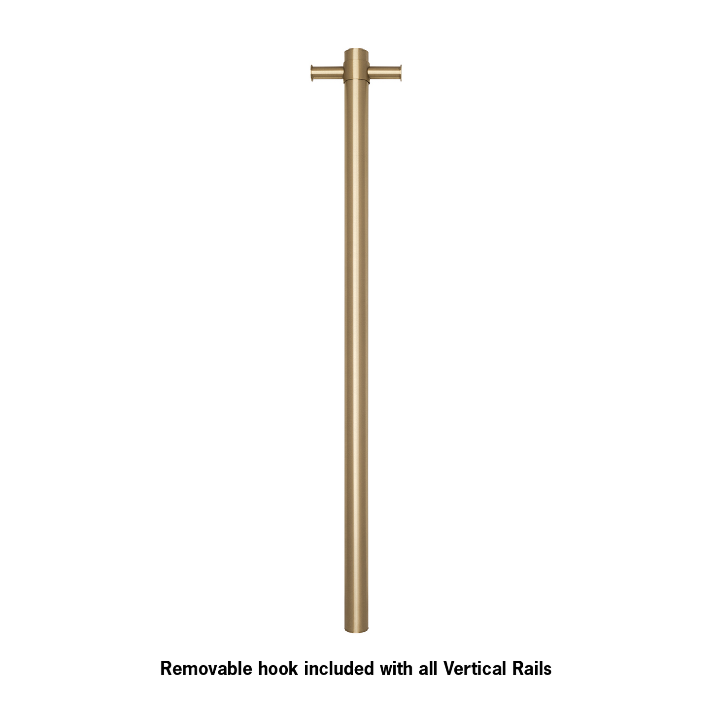 Thermogroup - Brushed Brass Round Vertical Single Heated Towel Rail W142xH900xD100mm