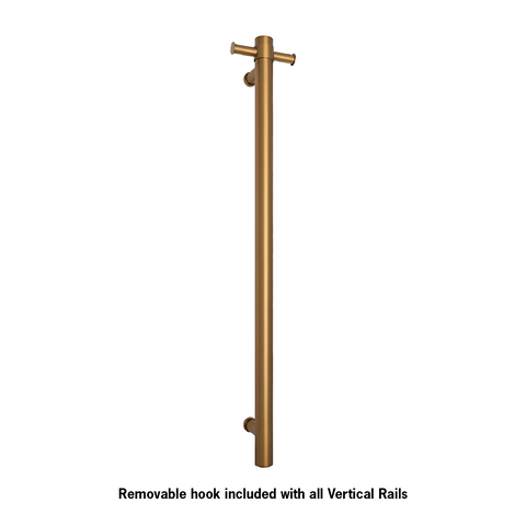 Thermogroup - Brushed Gold Round Vertical Single Heated Towel Rail