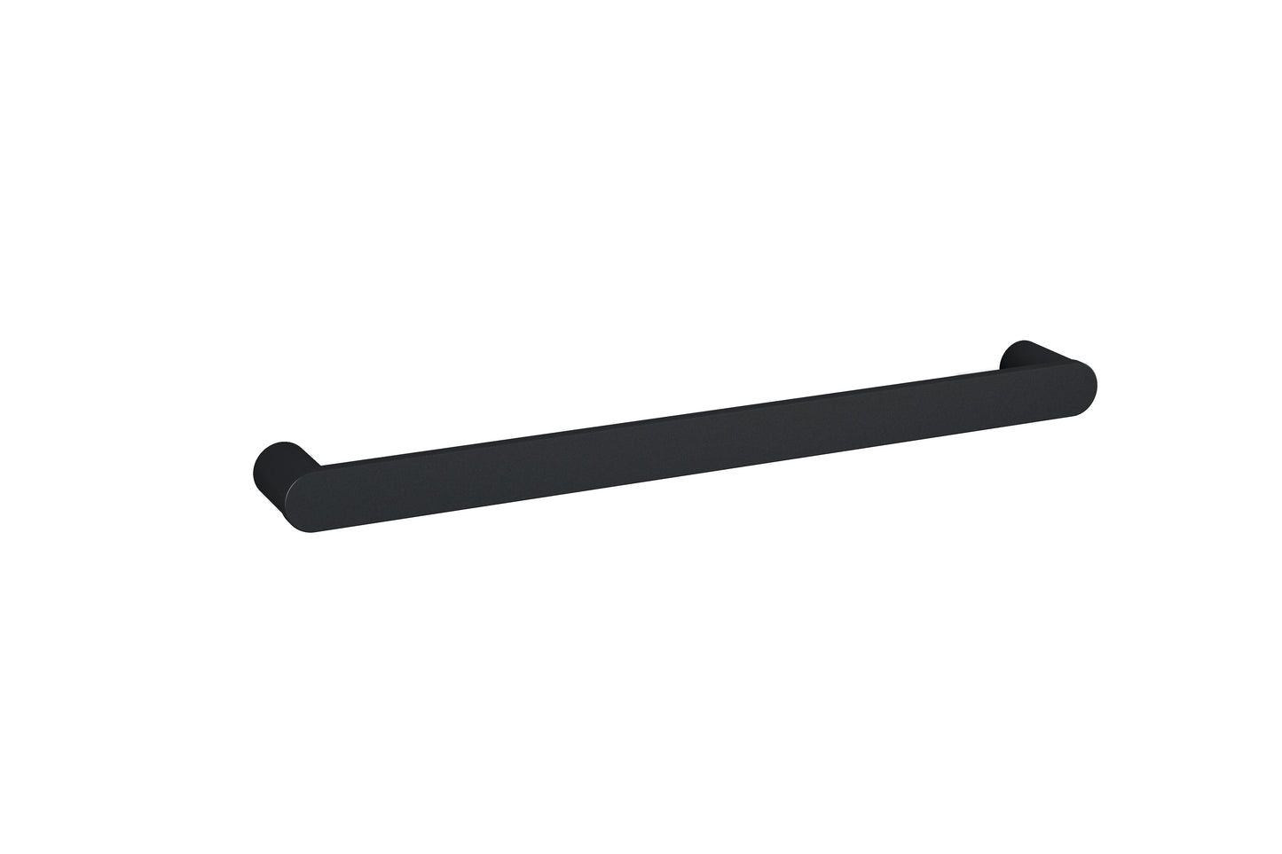 DSP6B Matt Black Flat Pill Single Bar Heated Towel Rail W632xH40xD70mm