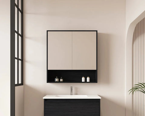 Mercio - Hera Shaving Cabinet 75cm Black Oak