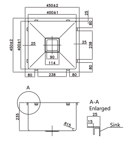 Poseidon - Square Stainless Steel Sink Gun Metal