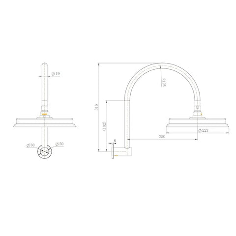Modern National - Montpellier Shower Arm and Rose Chrome