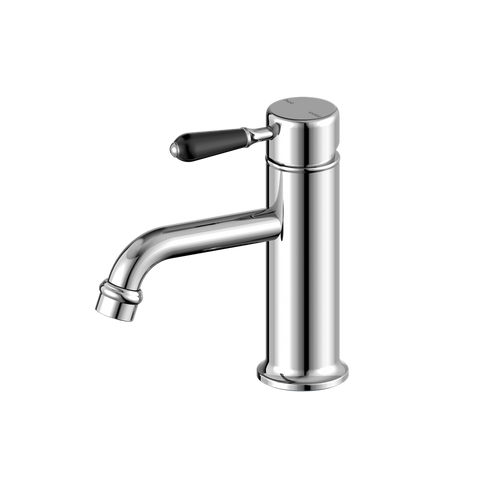 Nero - York Straight Basin Mixer With Black Porcelain Lever