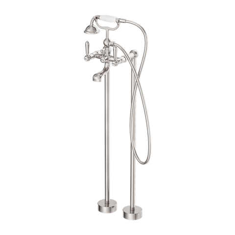 Nero - York Freestanding Bath Set With White Porcelain Hand Shower