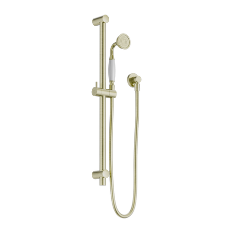 Nero - York Shower Rail With White Porcelain Hand Shower