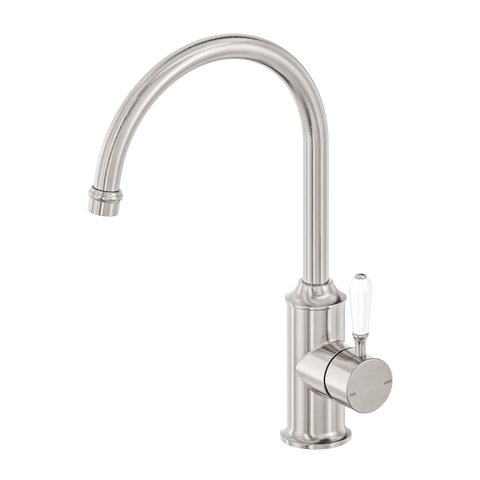 Nero - York Kitchen Mixer Gooseneck Spout With White Porcelain Lever