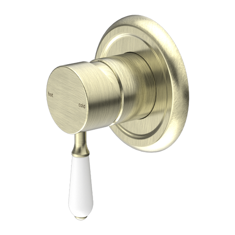 Nero - York Shower Mixer With White Porcelain Lever