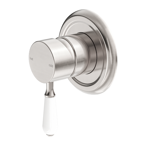 Nero - York Shower Mixer With White Porcelain Lever