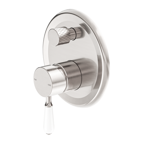 Nero - York Shower Mixer With Divertor With White Porcelain Lever