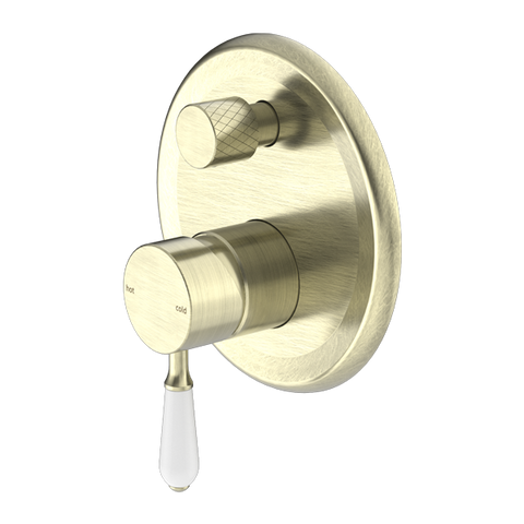 Nero - York Shower Mixer With Divertor With White Porcelain Lever