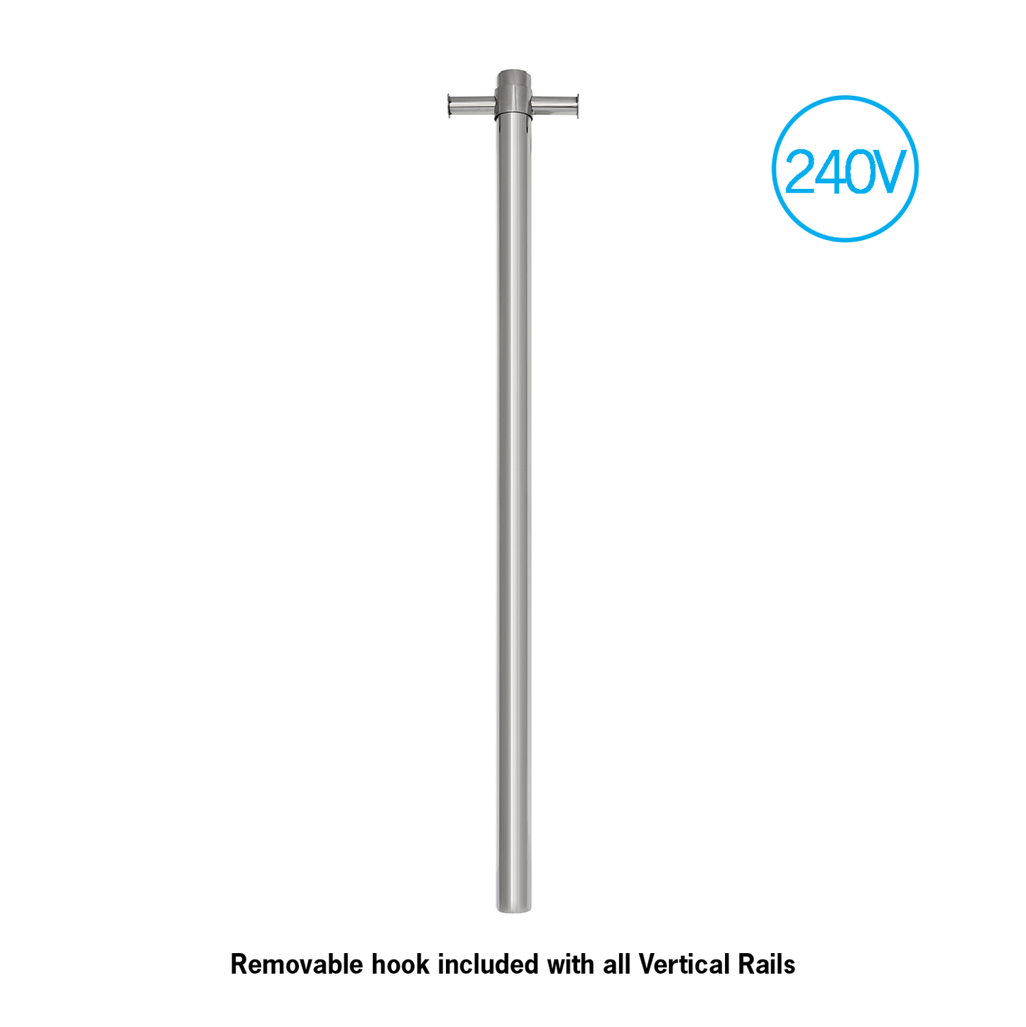 VSH900H Round 240Volt Vertical Single Heated Towel Rail W142xH900xD100mm