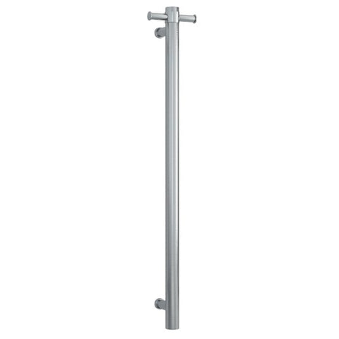 Thermogroup - Brushed Nickel Round Vertical Single Heated Towel Rail