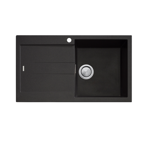 Oliveri - Santorini Single Bowl Topmount Right Hand Sink With Drainer 2 Finishes