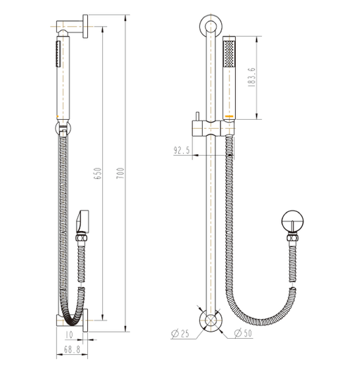 Modern National - Star Hand Shower On Rail Brushed Nickel