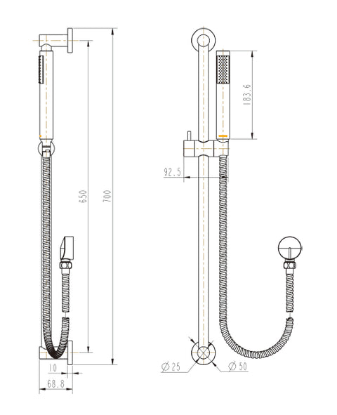 Modern National - Star Hand Shower On Rail Matte Black