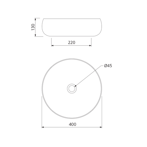 Oliveri - Terzofoco Curved Counter Top Basin 400mm
