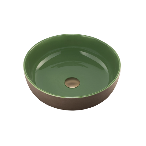 Oliveri TZ0301SG - Terzofoco Natural Earth and Sage Green Curved Counter Top Basin