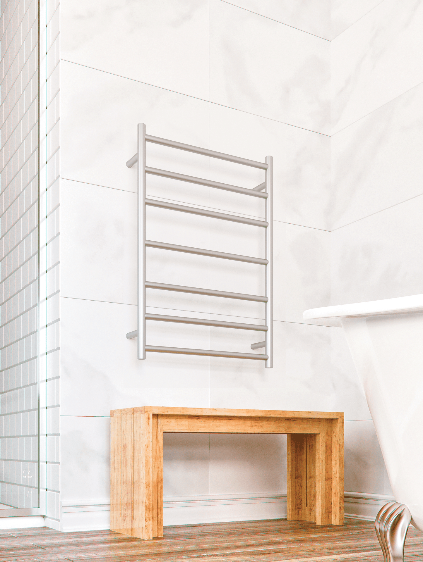 Thermogroup - Polished Stainless Steel Straight Round Ladder Heated Towel Rail