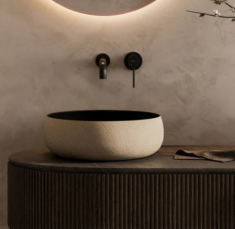 Oliveri TZ0302EB - Terzofoco Light Earth and Matte Black Curved Counter Top Basin