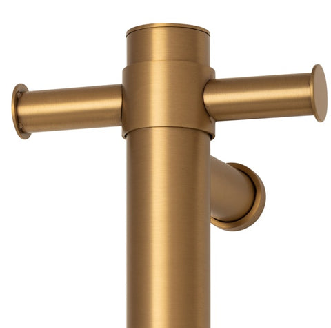 Thermogroup - Brushed Gold Round Vertical Single Heated Towel Rail