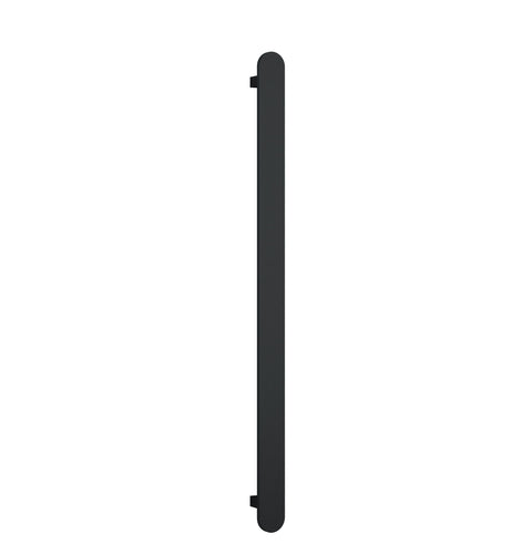 VP900B Matt Black Flat Pill 12V Vertical Single Heated Towel Rail W50xH900xD50mm