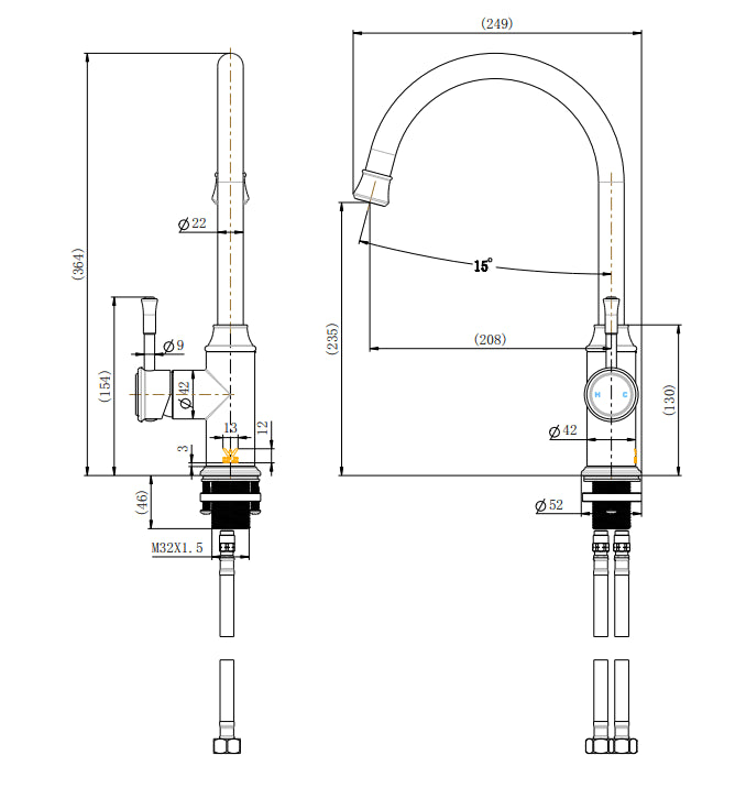 Montpellier Goose Neck Kitchen Mixer Chrome