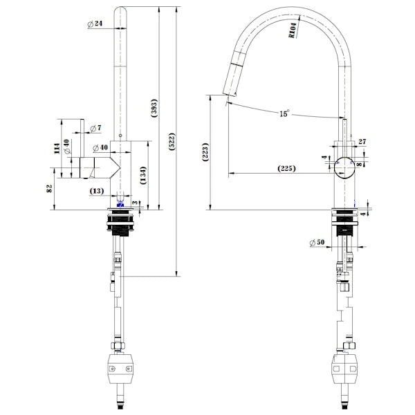 Star Mini Pull Out Kitchen Mixer Chrome