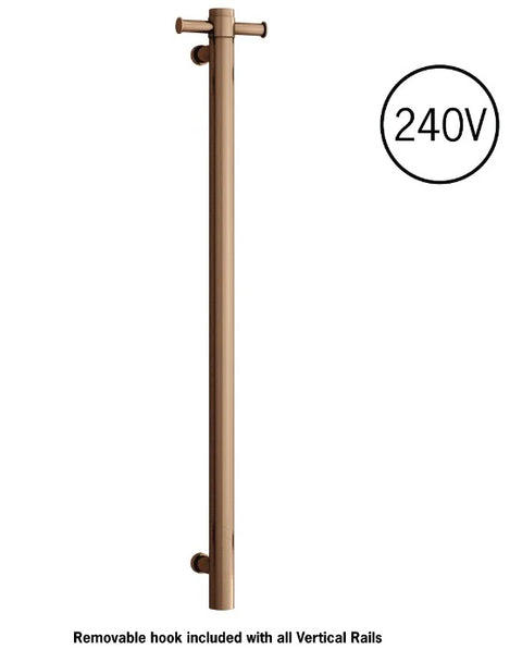 Thermogroup - Brushed Bronze Round 240Volt Vertical Single Heated Towel Rail W142xH900xD100mm