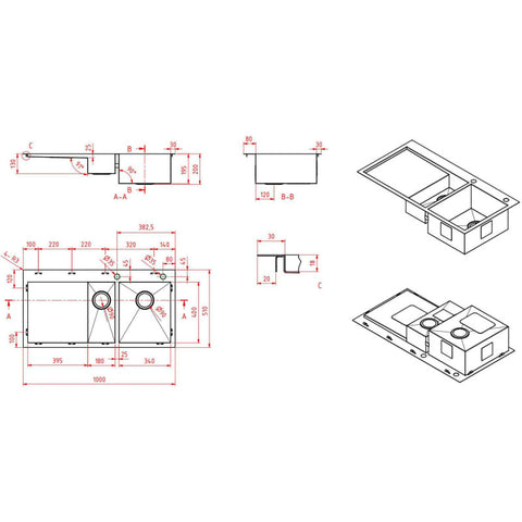 Modern National - 1 & 1/4 Double Bowl Inset/Undermount Sink