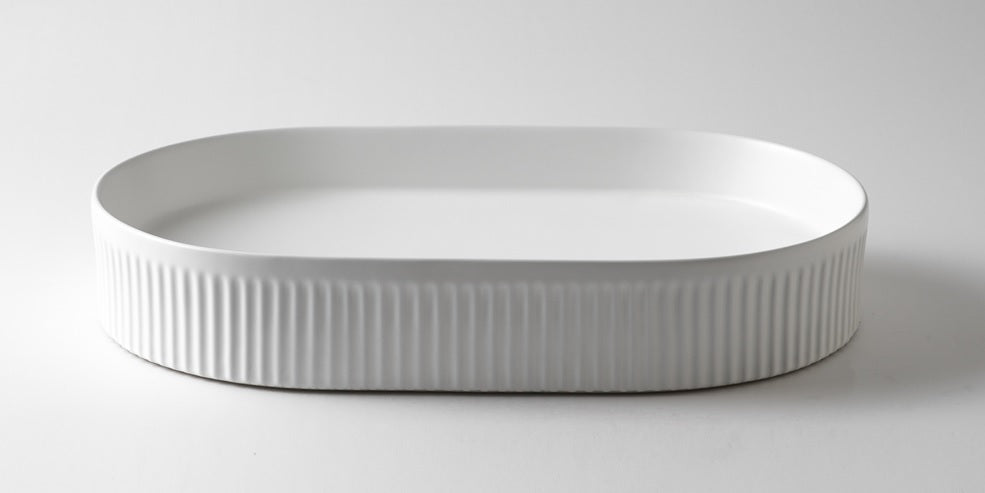 Claya - Ceramic Basin Matte or Gloss White-Pill Fluted