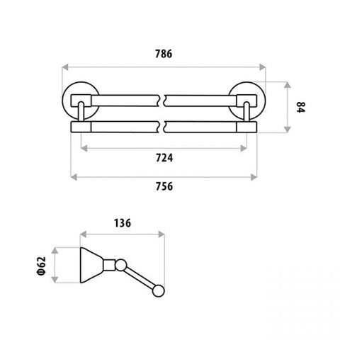 Linkware - Kirra Single Towel Rail Chrome