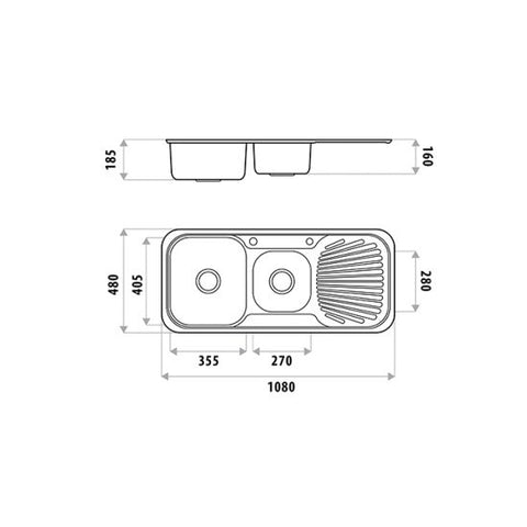Linkware - Sydenham Stainless Steel Kitchen Sink 1 & 3/4 Bowl
