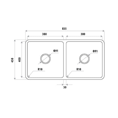 Linkware - Double Bowl Undermount Sink Stainless Steel