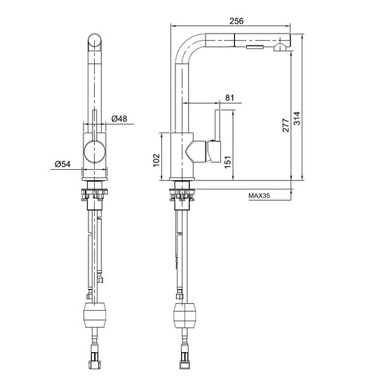 Zen - Pullout Kitchen/Laundry Mixer Tap Matte Black