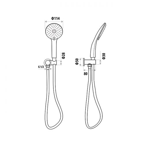 Linkware T9089CP - Loui Hand Shower With Wall Bracket Chrome - 2 Magpies - Kitchen and Bathroom Sink and Tap Suppliers