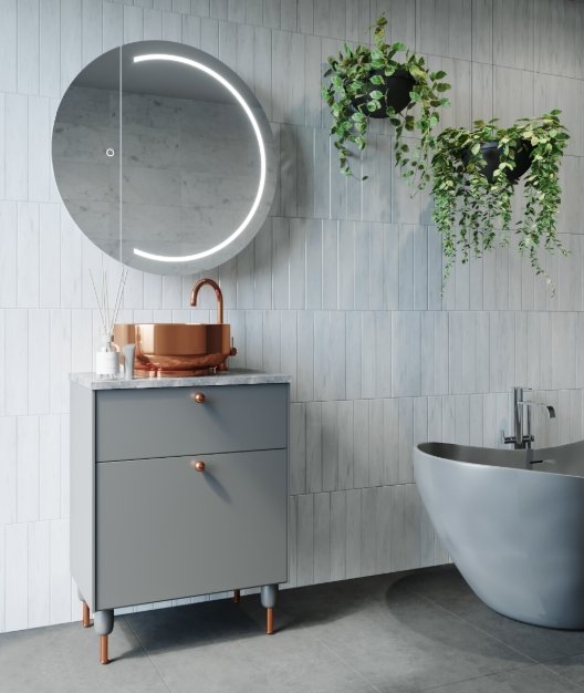 Remer P90D - Pearl LED Front Lit Mirror Cabinet