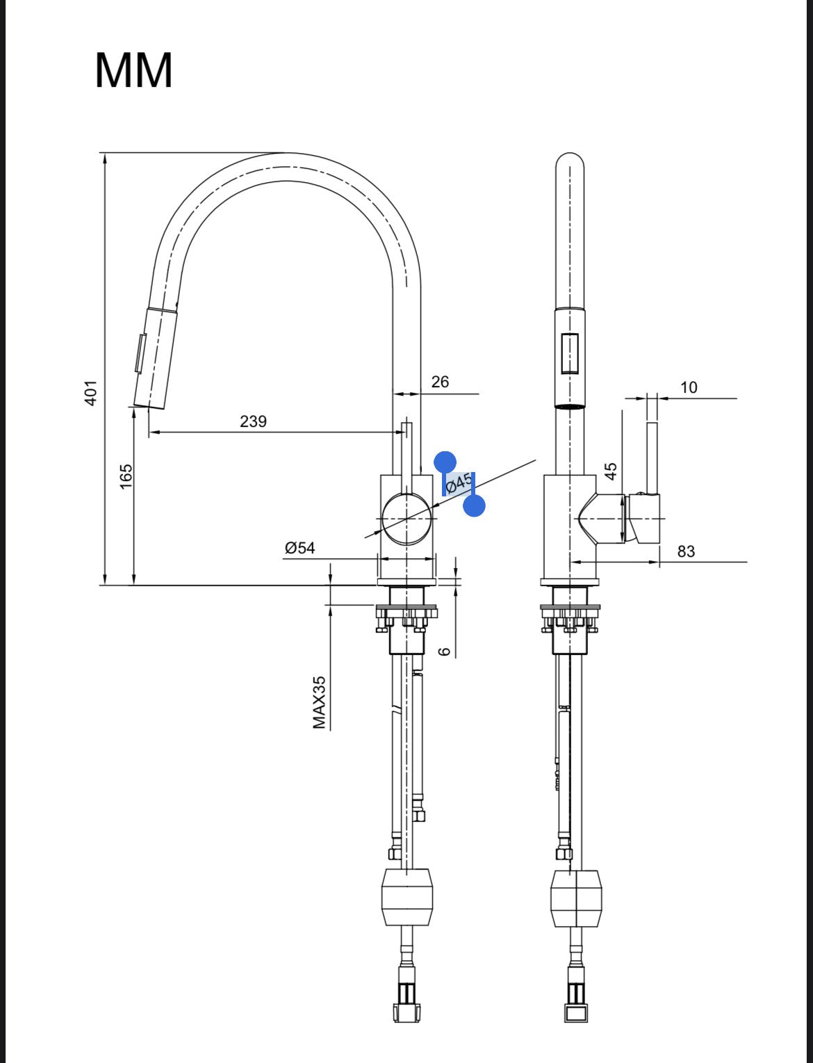Star - Black and Brushed Nickel Pullout Tap Mixer - 2 Magpies