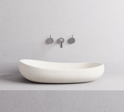 Madu Living Milla hand-crafted terrazzo basin in white