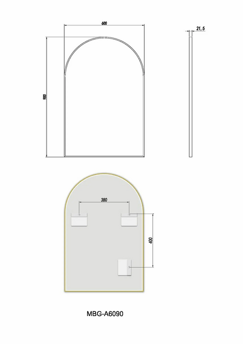 Aqua Perla - Matte Brushed Gold Framed Mirror 600x900x21.5mm