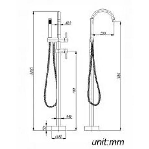 Aqua Perla -Black Freestanding Tap with Handheld Shower
