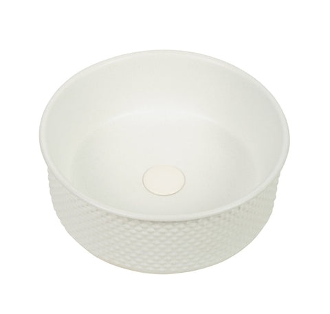 Claya - P-Tessina 38 Textured Round Basin, Matte White